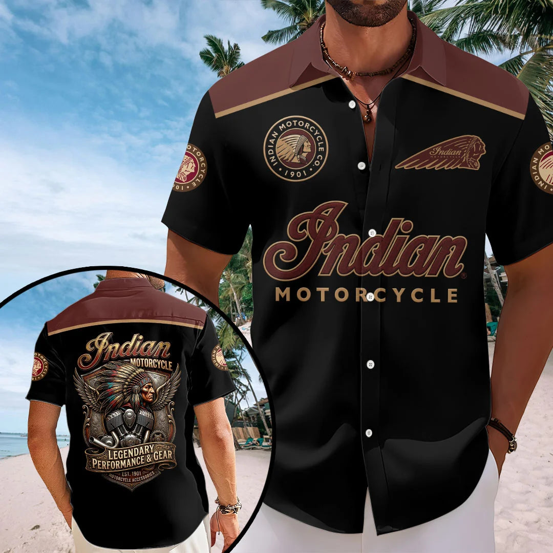 Indian Motorcycle 125th Anniversary Short Sleeve Button-Down Shirt – HOATT20393