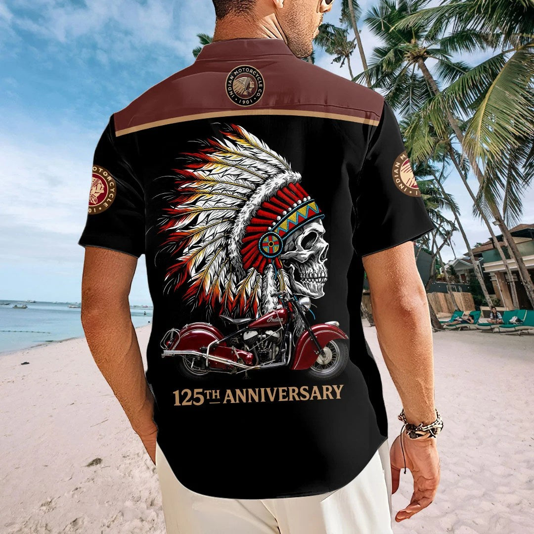 Indian Motorcycle 125th Anniversary Short Sleeve Button-Down Shirt – HOATT20432
