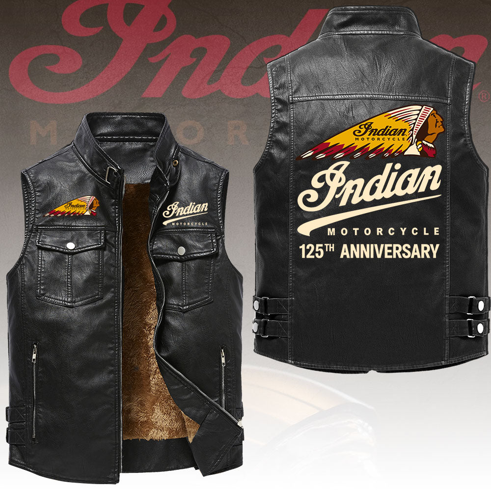 Indian Motorcycle 125th Anniversary Premium 2D Sleeveless Leather Vest – TANTN24853