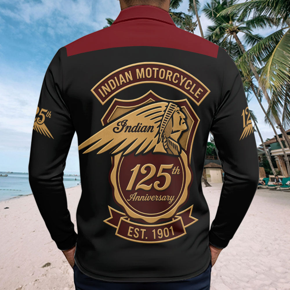 Indian Motorcycle 125th Anniversary Zip Polo Shirt – TMTHU8526