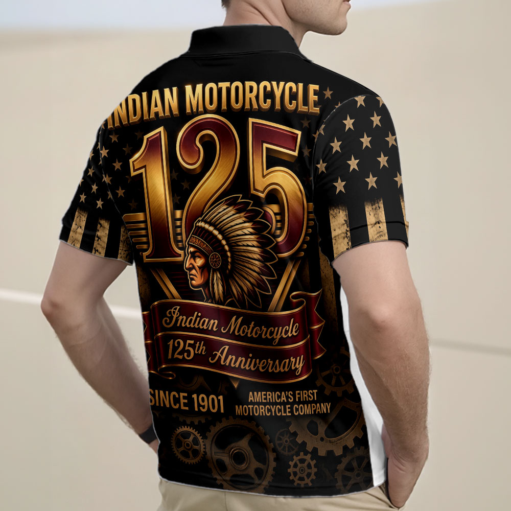Indian Motorcycle 125th Anniversary Zip Polo Shirt – TMTHU8576
