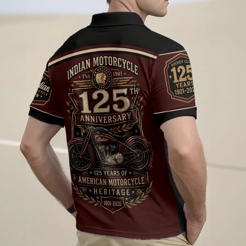 Indian Motorcycle 125th Anniversary Zip Polo Shirt – TMTHU8944