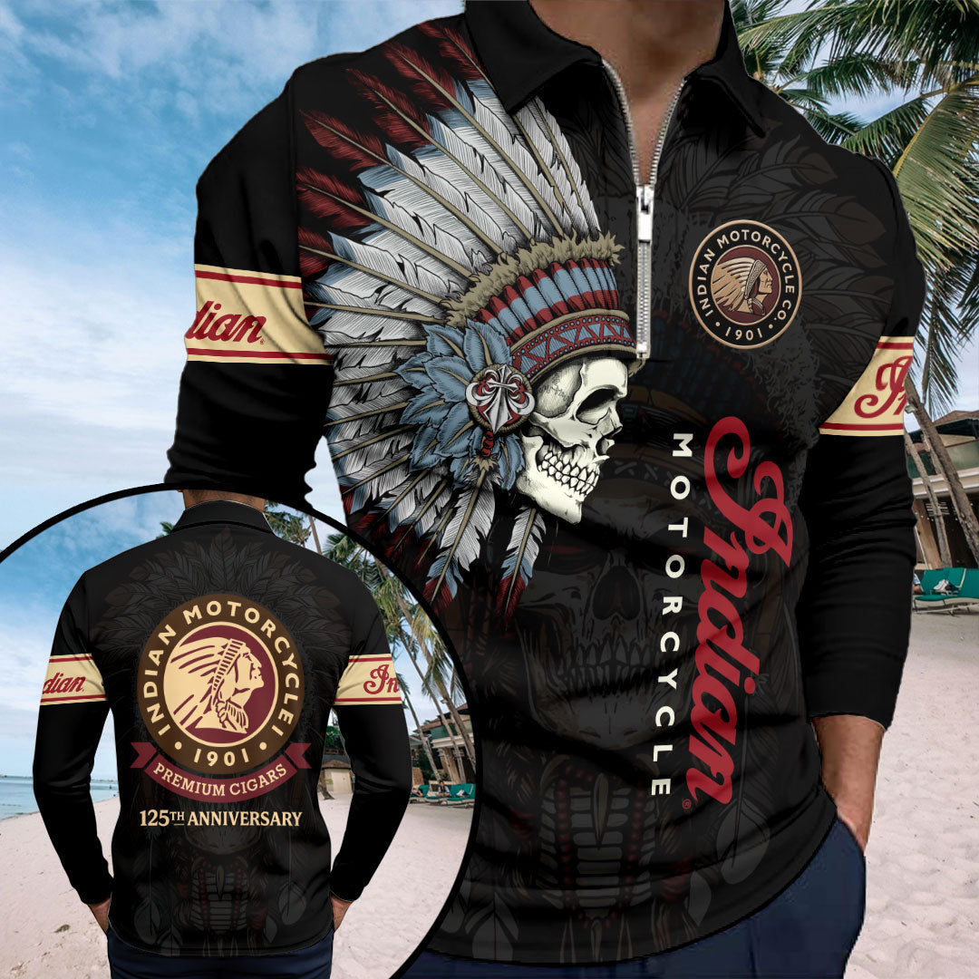 Indian Motorcycle 125th Anniversary Zip Polo Shirt – HOATT20356