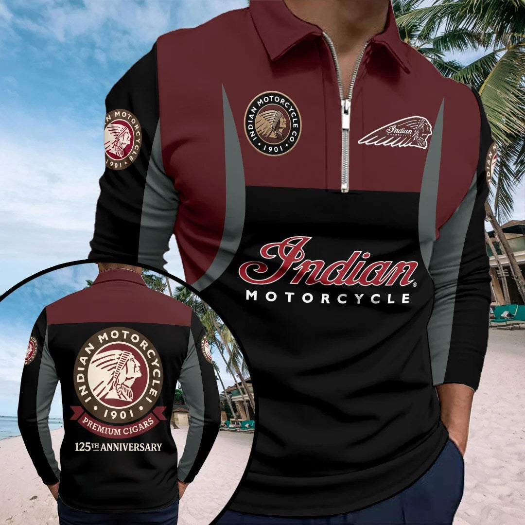 Indian Motorcycle 125th Anniversary Zip Polo Shirt – HOATT20390