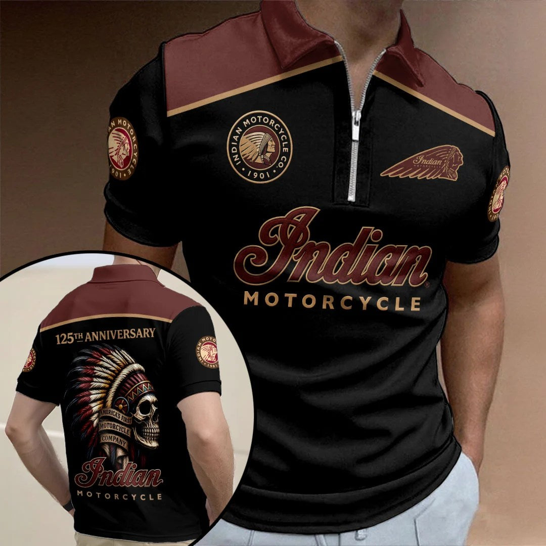 Indian Motorcycle 125th Anniversary Zip Polo Shirt – HOATT20625