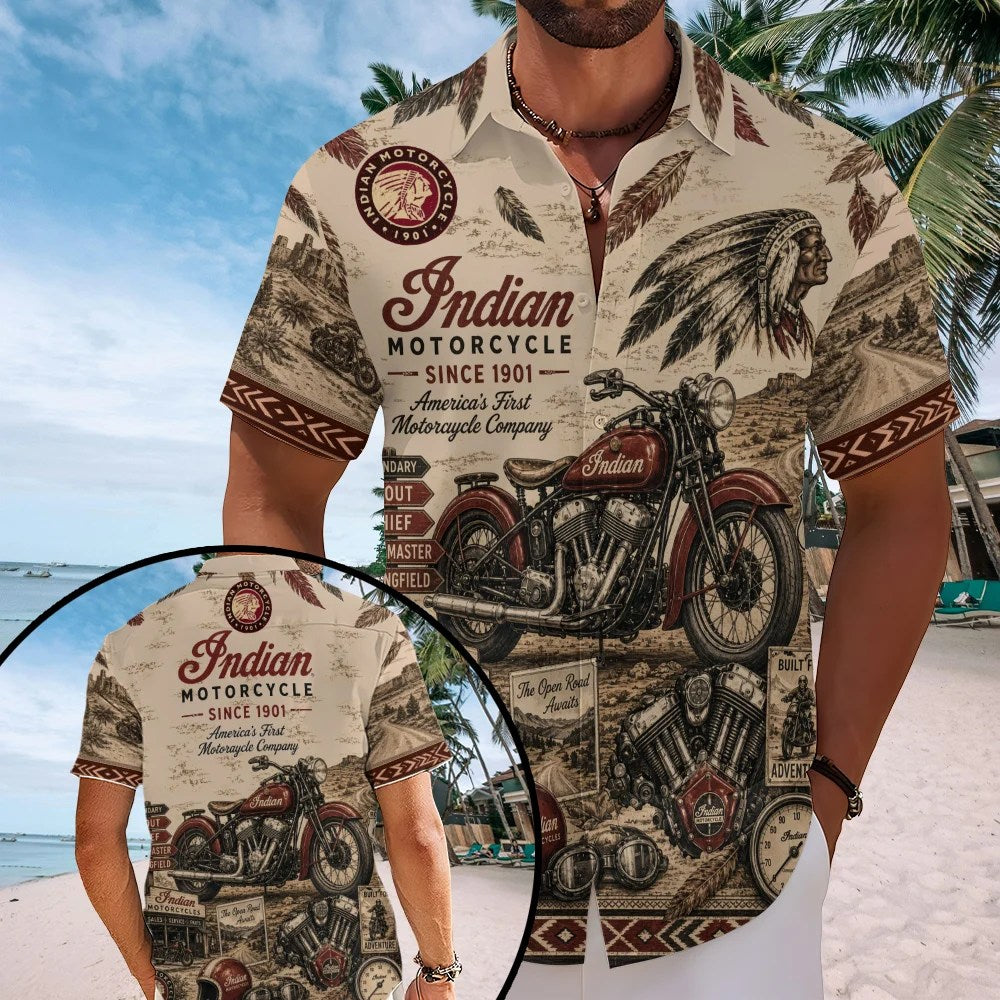 Indian Motorcycle Short Sleeve Button-Down Shirt – MAITM15453