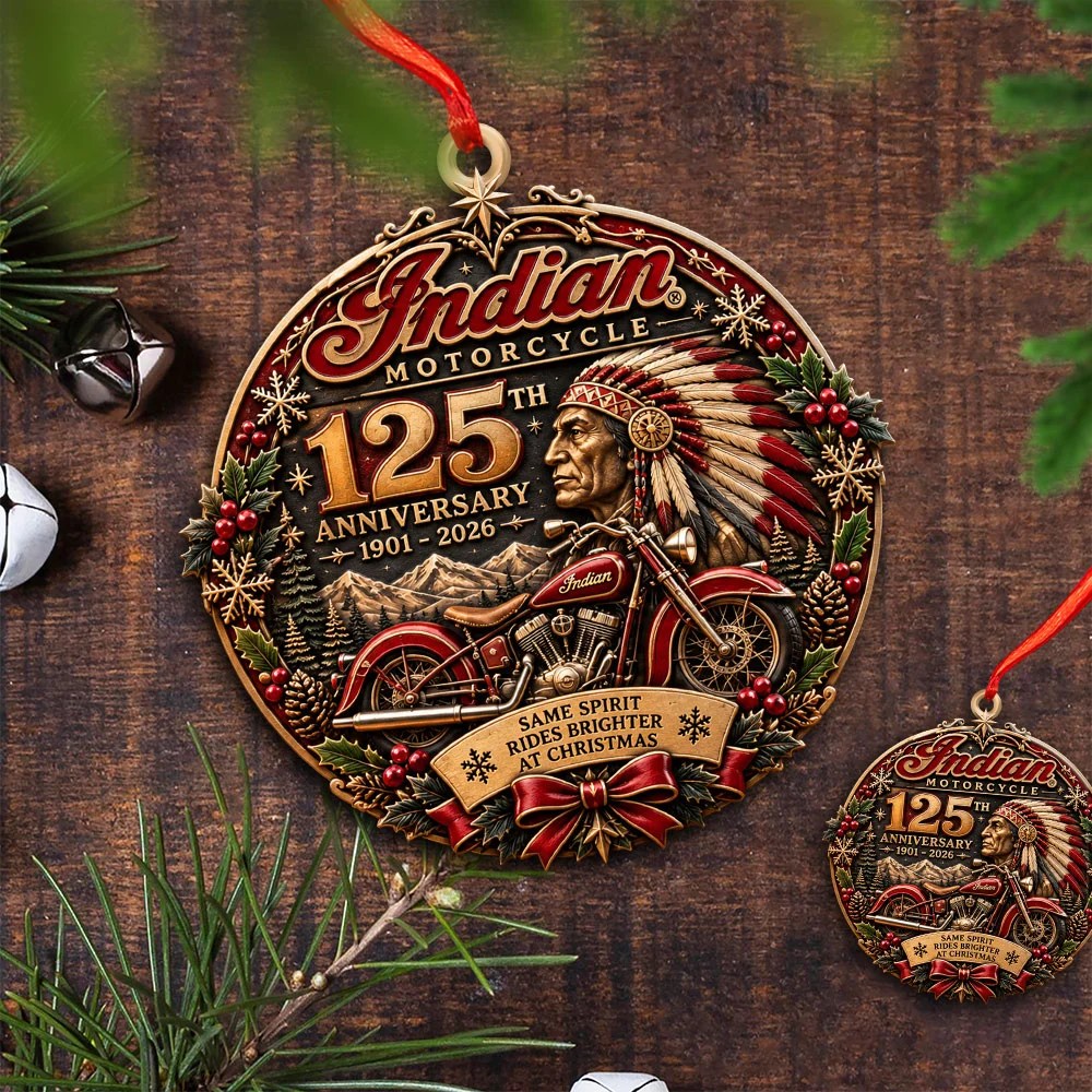 Indian Motorcycle 125th Anniversary Custom Shape 2-side Printed Acrylic Ornament – TANTN26365