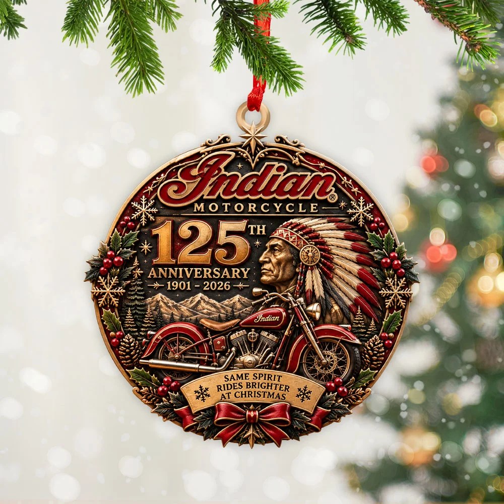 Indian Motorcycle 125th Anniversary Custom Shape 2-side Printed Acrylic Ornament – TANTN26365