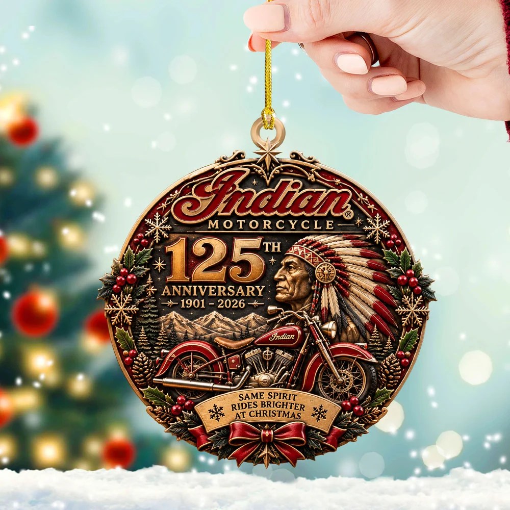 Indian Motorcycle 125th Anniversary Custom Shape 2-side Printed Acrylic Ornament – TANTN26365