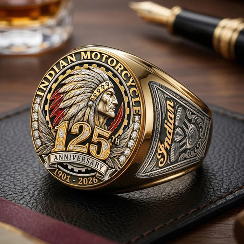 Indian Motorcycle 125th Anniversary 3D Engraved Ring – TMTHU10001
