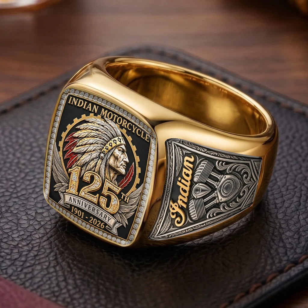 Indian Motorcycle 125th Anniversary 3D Engraved Ring – TMTHU10001
