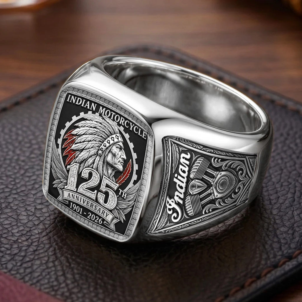 Indian Motorcycle 125th Anniversary 3D Engraved Ring – TMTHU10001