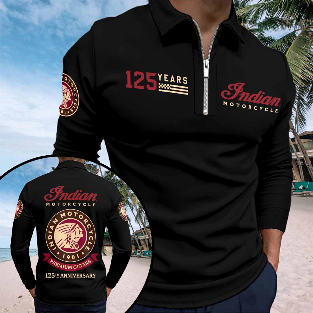 Indian Motorcycle 125th Anniversary Zip Polo Shirt – HOATT20239