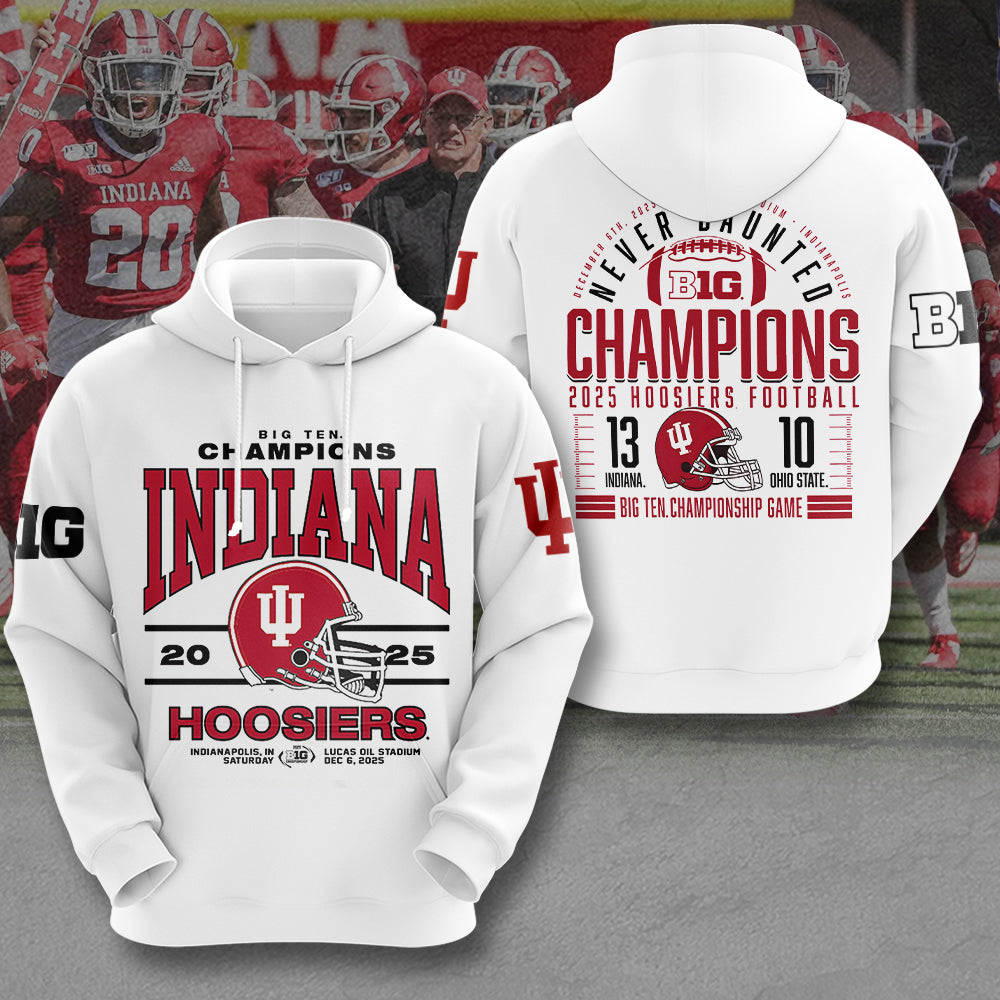 Indiana Hoosiers Football 2025 Big Ten Champions 3D Apparel – MAITM13994