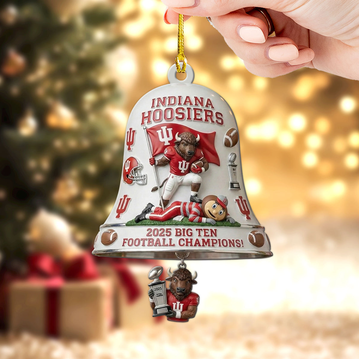 Indiana Hoosiers Football Big Ten Champions Custom Shape 2-sided Acrylic Ornament – TMTHU2546