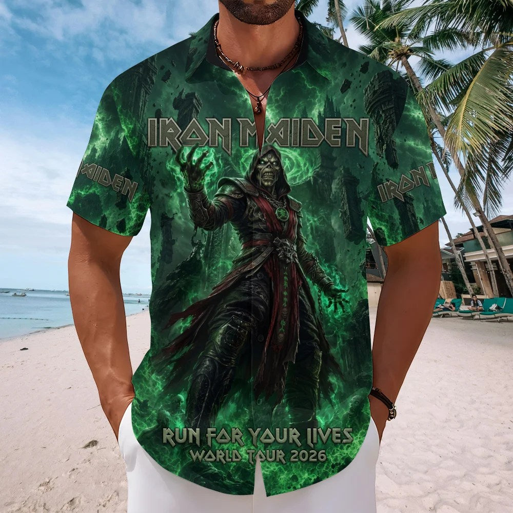 Iron Maiden 2026 World Tour Short Sleeve Button-Down Shirt – TMTHU9426