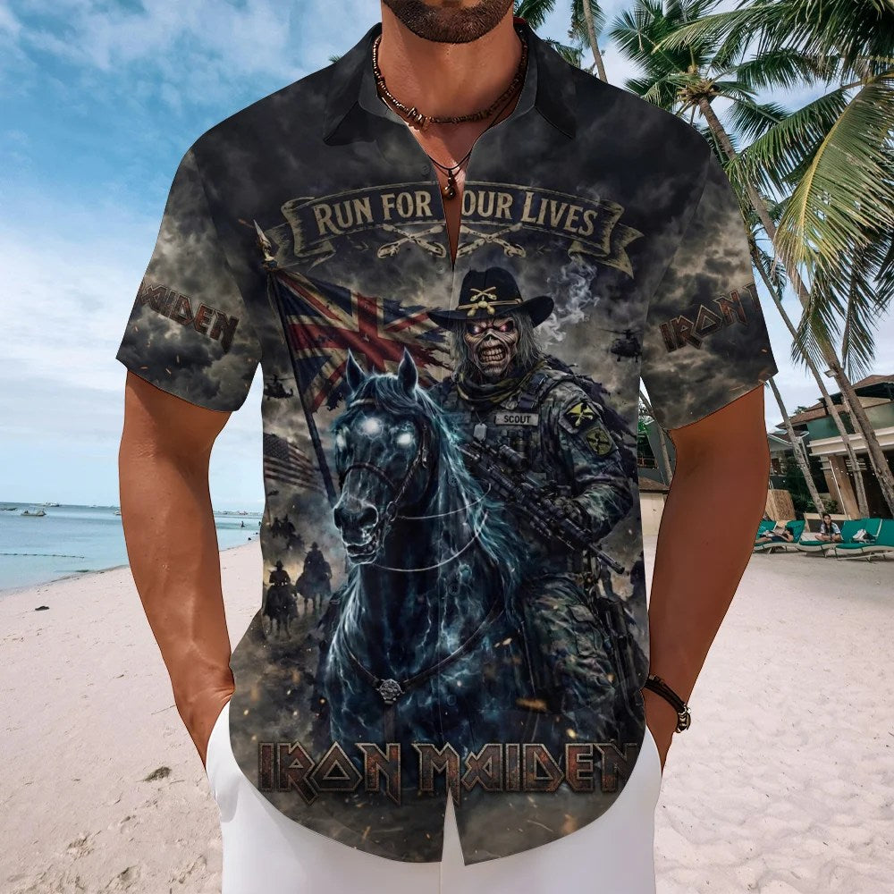 Iron Maiden 2026 World Tour Short Sleeve Button-Down Shirt – TMTHU9540