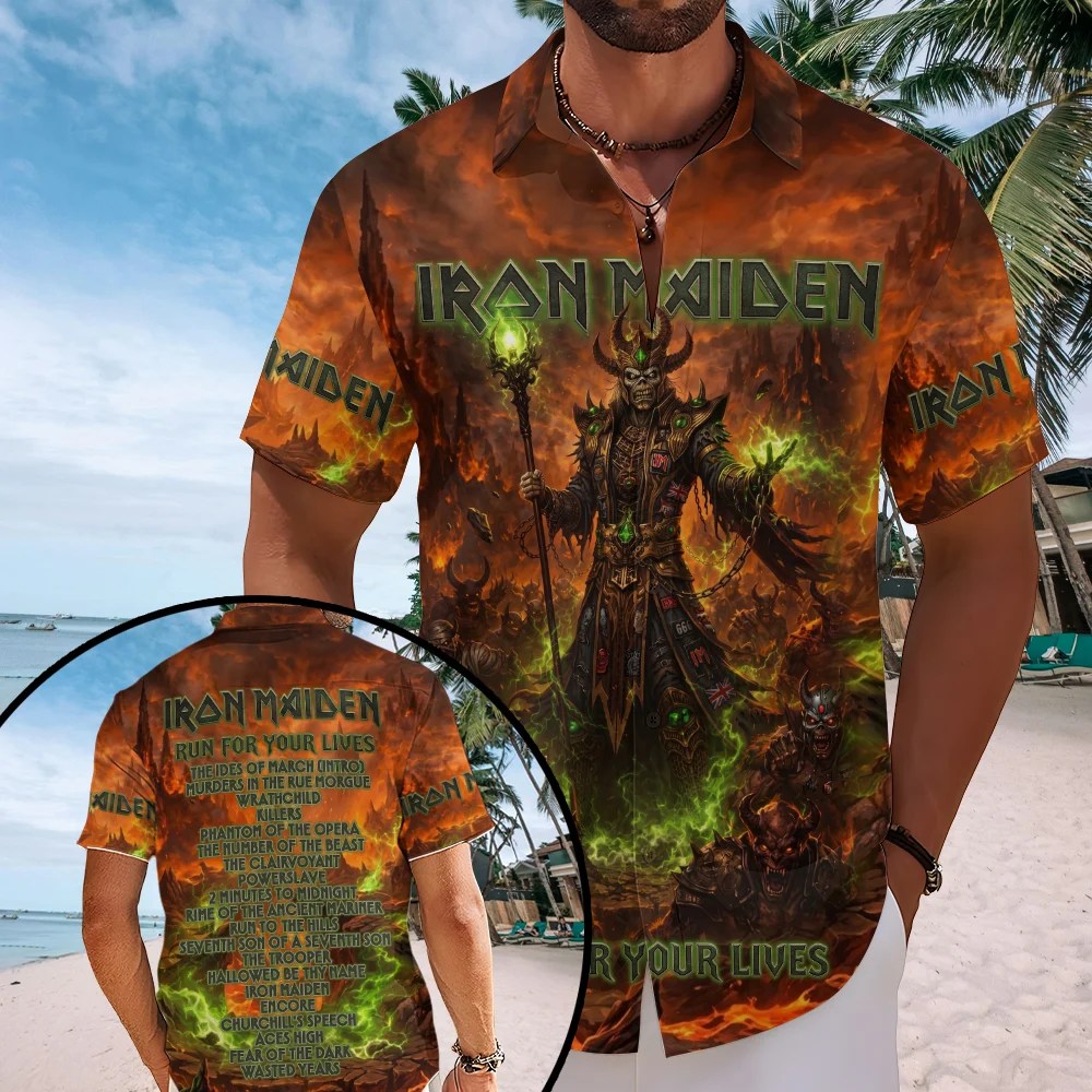 Iron Maiden 2026 World Tour Short Sleeve Button-Down Shirt – TMTHU9544