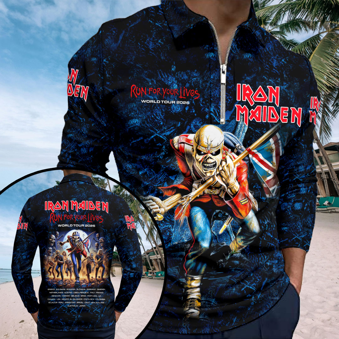 Iron Maiden 2026 World Tour Zip Polo Shirt – HOATT17682
