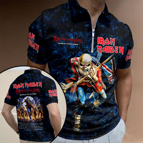 Iron Maiden 2026 World Tour Zip Polo Shirt – HOATT17682