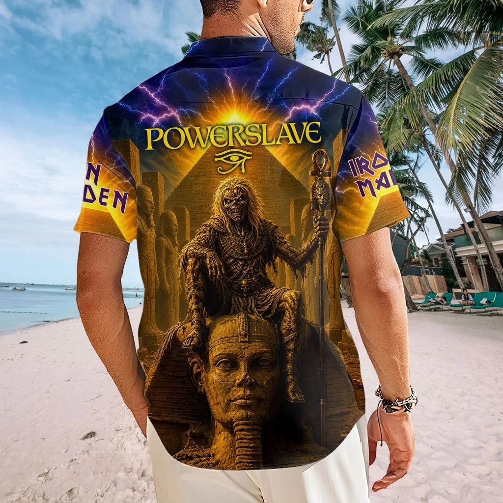 Iron Maiden Powerslave Short Sleeve Button-Down Shirt – HOATT26840
