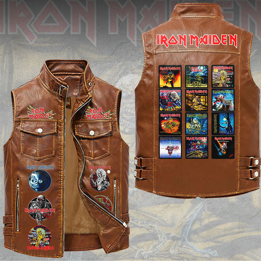 Iron Maiden Premium 2D Sleeveless Leather Vest – TMTHU6556