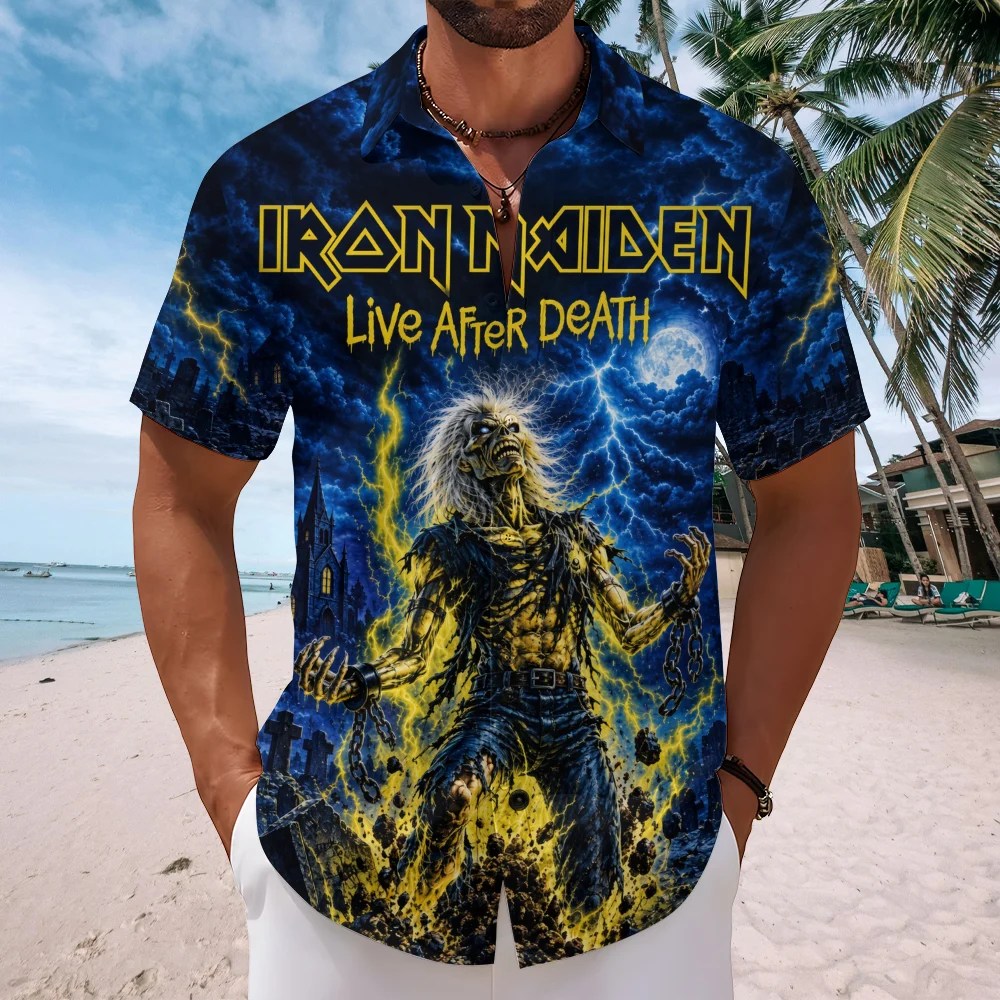 Iron Maiden Short Sleeve Button-Down Shirt – TMTHU9476