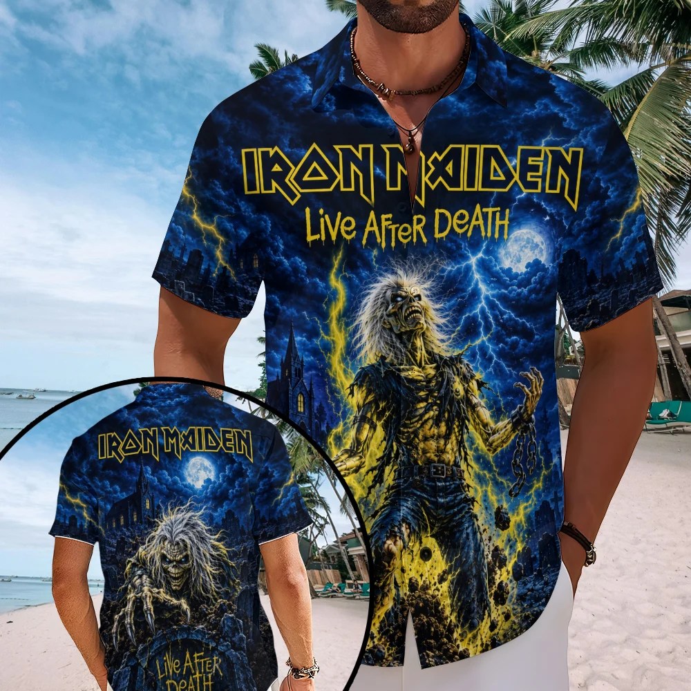Iron Maiden Short Sleeve Button-Down Shirt – TMTHU9476