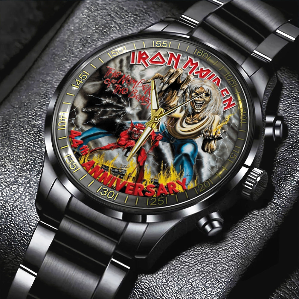 Iron Maiden The Number Of The Beast 44th Anniversary Black Stainless Steel Watch – TMTHU4578