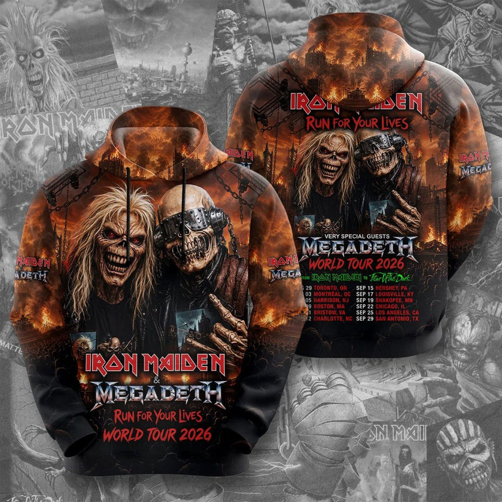 Iron Maiden x Megadeth 2026 World Tour 3D Apparel – TMTHU9522