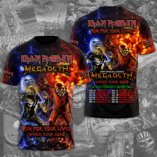 Iron Maiden x Megadeth 2026 World Tour 3D Apparel – TMTHU6964