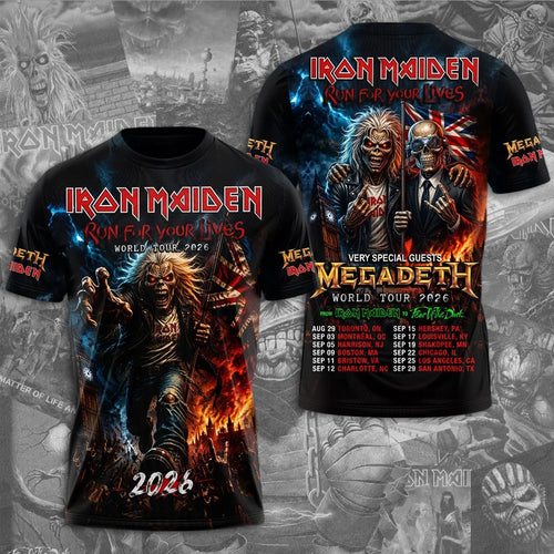 Iron Maiden x Megadeth 2026 World Tour 3D Apparel – TMTHU8858