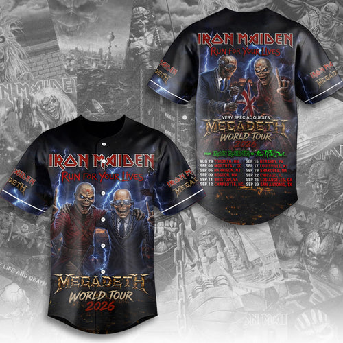 Iron Maiden x Megadeth 2026 World Tour Baseball Jersey – TMTHU7649