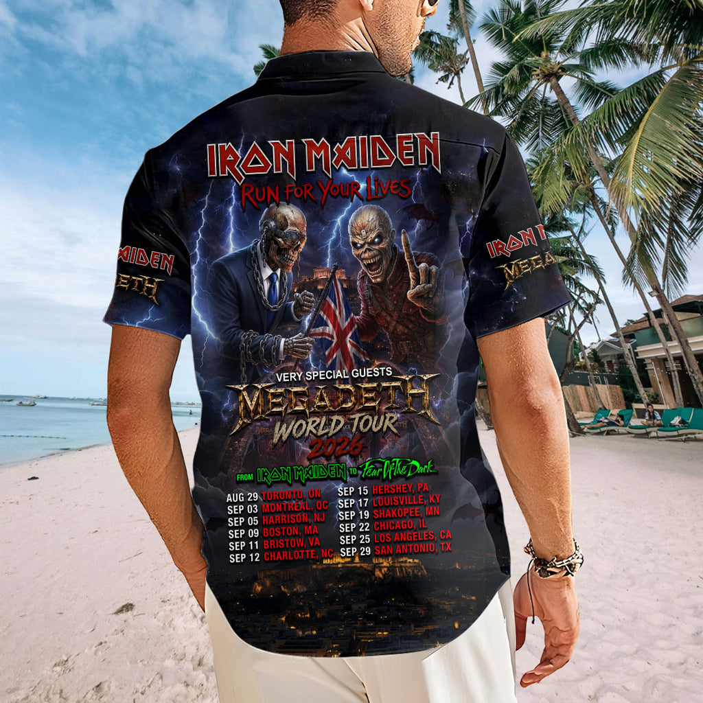 Iron Maiden x Megadeth 2026 World Tour Short Sleeve Button-Down Shirt – TMTHU7922