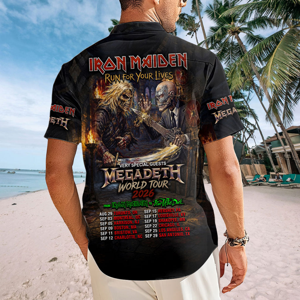 Iron Maiden x Megadeth 2026 World Tour Short Sleeve Button-Down Shirt – TMTHU7923