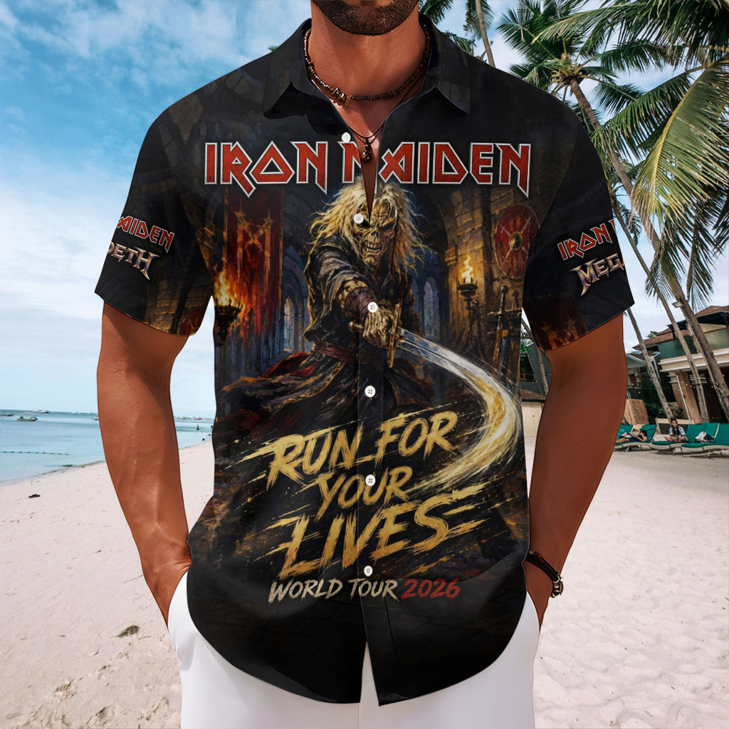 Iron Maiden x Megadeth 2026 World Tour Short Sleeve Button-Down Shirt – TMTHU7923