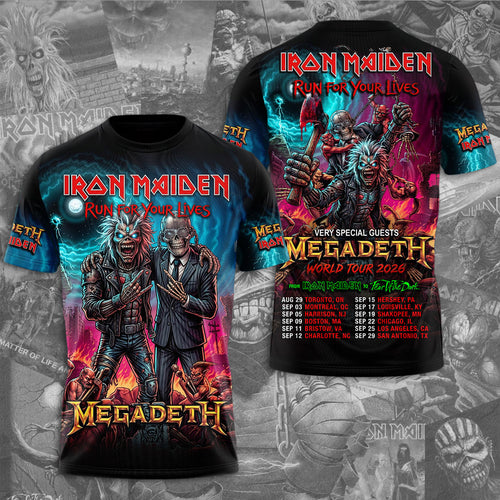 Iron Maiden x Megadeth 2026 World Tour 3D Apparel – TMTHU6953