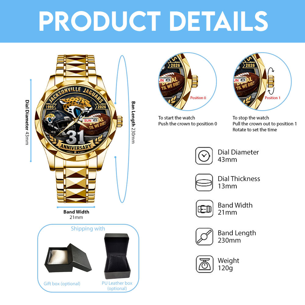 Jacksonville Jaguars Alloy Luxury Quartz Watch – TMTHU3071