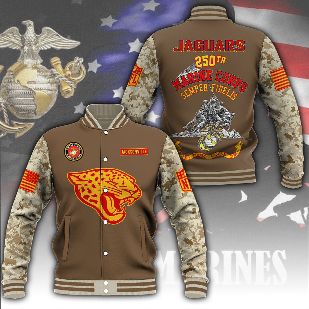 Jacksonville Jaguars x US Marine Corps 250th Anniversary Varsity Jacket – MAITM12785