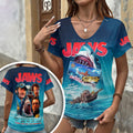 Jaws 3D Women's V-Neck T-Shirt – HOATT19976