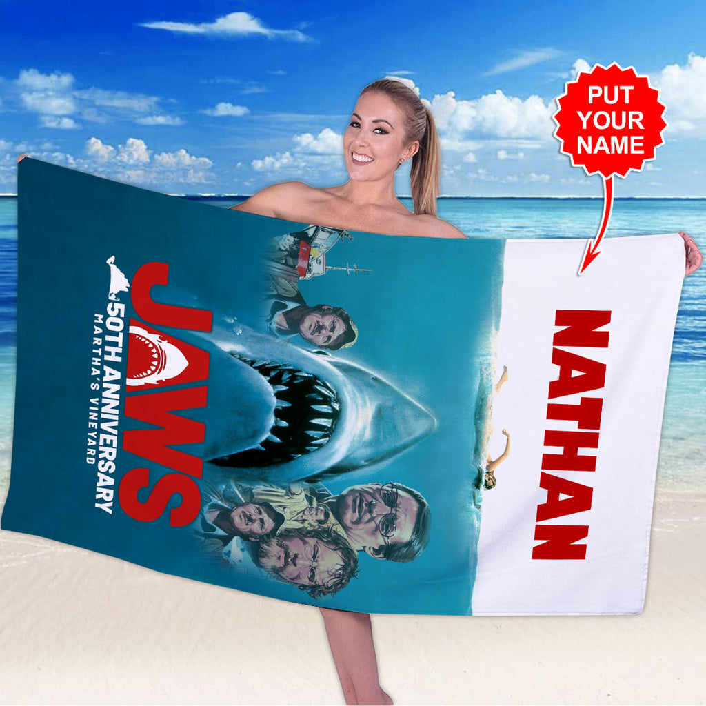 Personalized Jaws Rectangle Beach Towel – HOATT 10140