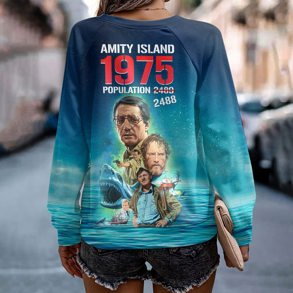 Jaws Round Neck Raglan Sleeve Sweatshirt – HOATT20145