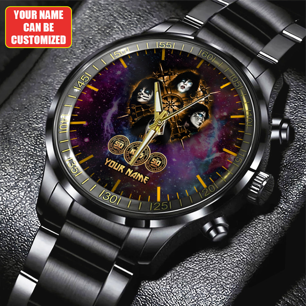 Personalized KISS Black Stainless Steel Watch – HUANNM 4877