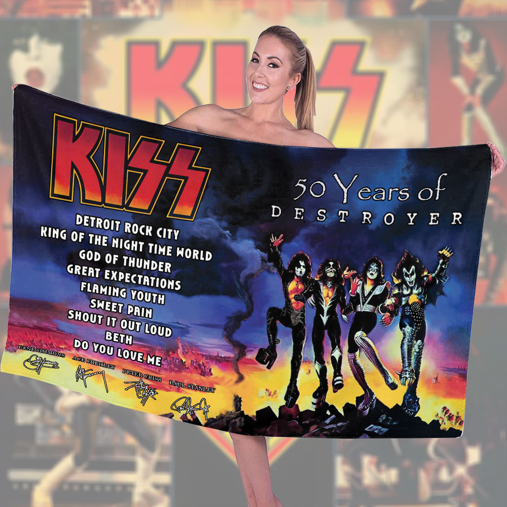 KISS Destroyer 50th Anniversary 2026 Rectangle Beach Towel – TMTHU5295