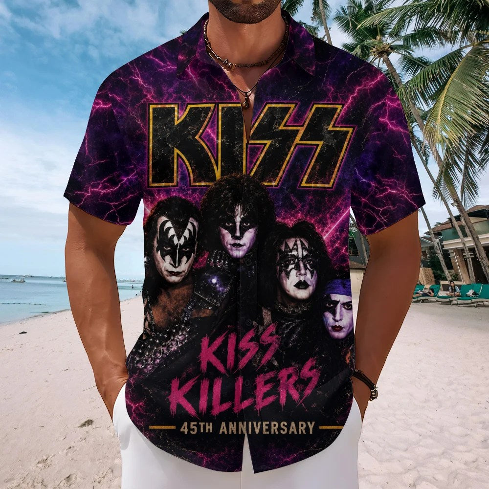 KISS: Killers 45th Anniversary 2027 Short Sleeve Button-Down Shirt – TMTHU9136