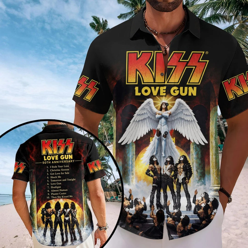 KISS Short Sleeve Button-Down Shirt – TMTHU9141