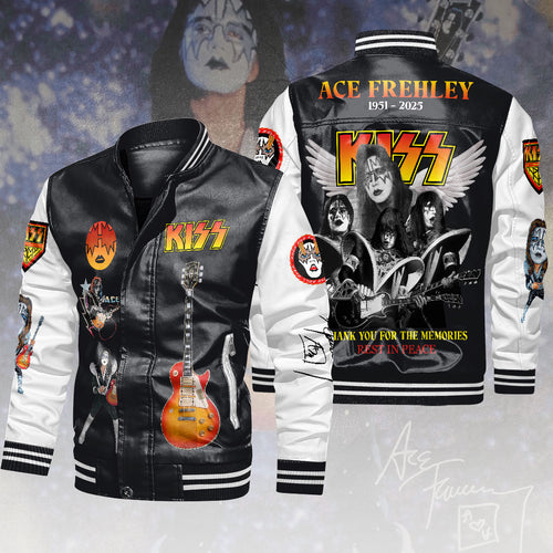 KISS x Ace Frehley Leather Bomber Jacket – HOATT14085