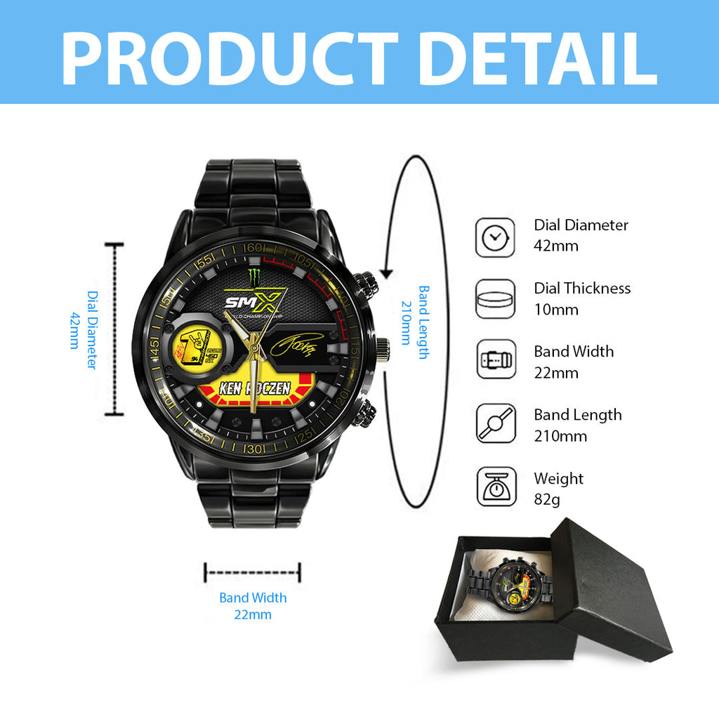 Ken Roczen 2026 AMA Supercross 450cc Champion Black Stainless Steel Watch – HOATT17952