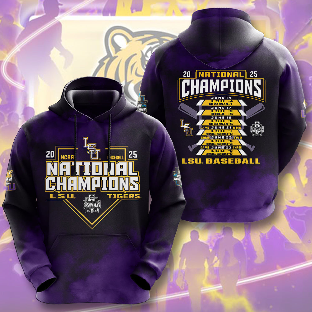 LSU Tigers Baseball 2025 National Champions 3D Apparel – HOATT 11352