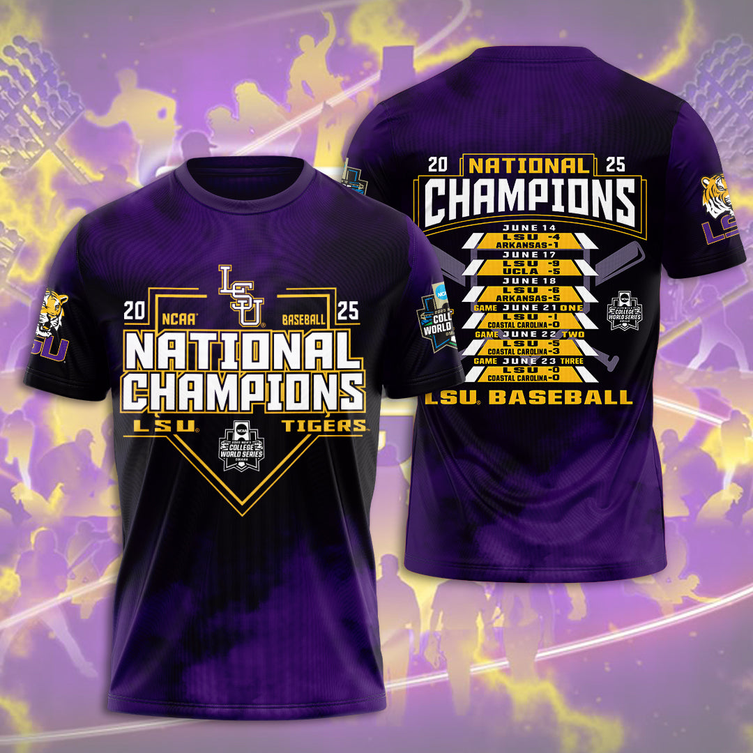 LSU Tigers Baseball 2025 National Champions 3D Apparel – HOATT 11352